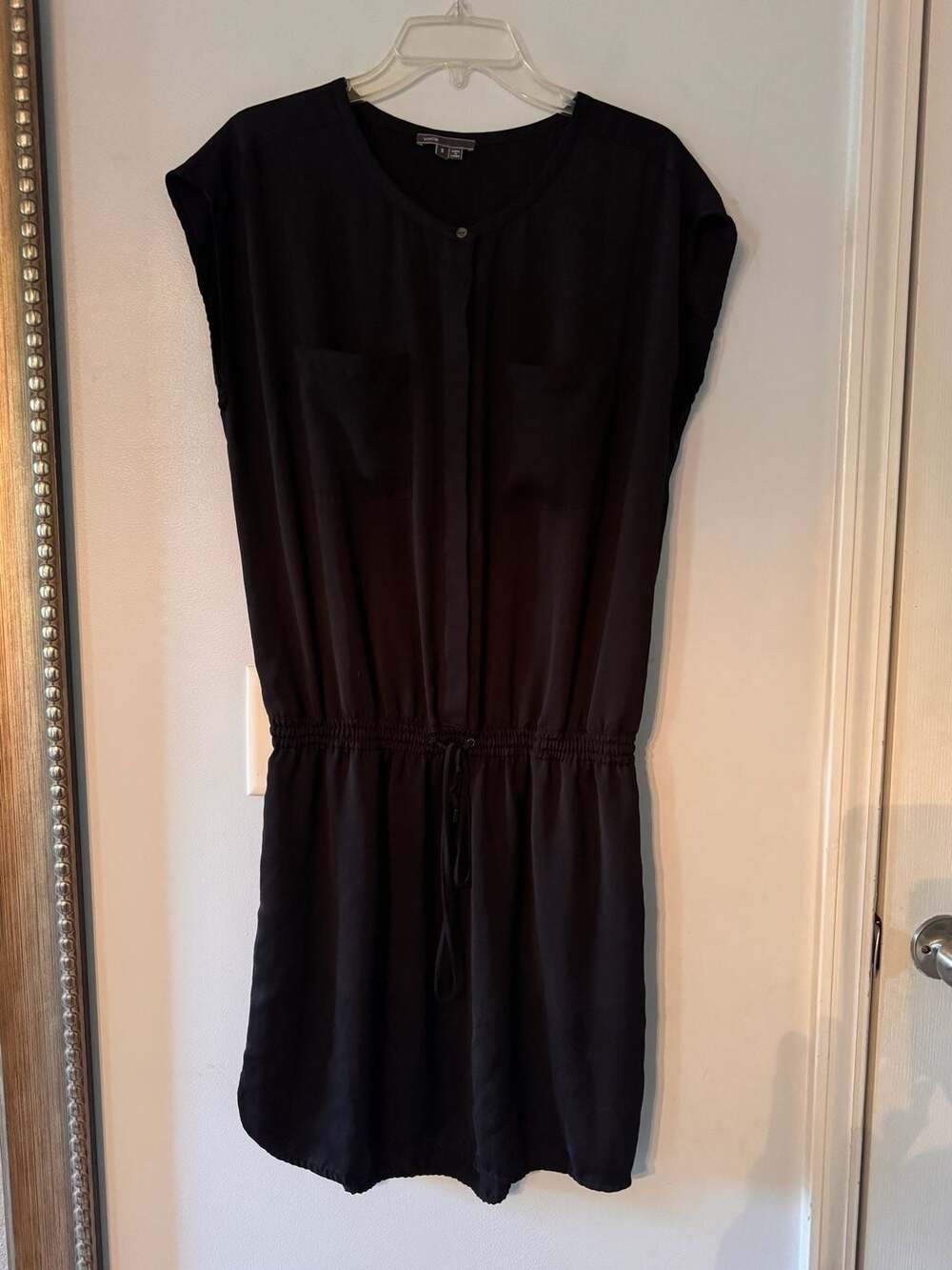 Minimalist Quiet Luxury Black Drawstring Shirt Dress Modern Capsule Wardrobe